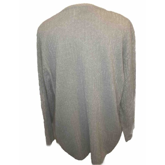VTG Women’s Alfred Dunner SILVER SPARKLY Long Patterned Sleeve Sweater Large NWT - Picture 5 of 8